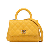 シャネル マトラッセ ココマーク ハンドバッグ ショルダーバッグ 2WAY イエロー キャビアスキン レディース CHANEL 【中古】